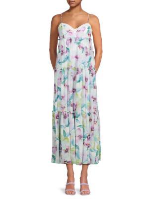 Robe BCBG Max Azria Violette Et Blanche - Taille XS En Soie, Excellent état