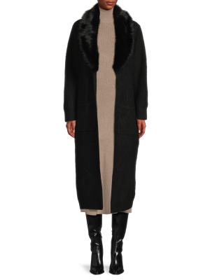 Saks Fifth Avenue Faux Fur Longline Ribbed Cardigan on SALE | Saks