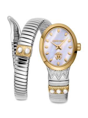 Roberto Cavalli Two Tone Stainless Steel Wrap Watch/34MM on  display picture 1