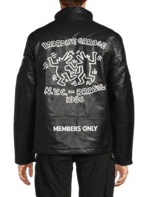 Members Only Keith Haring Graphic Faux Leather Jacket on SALE