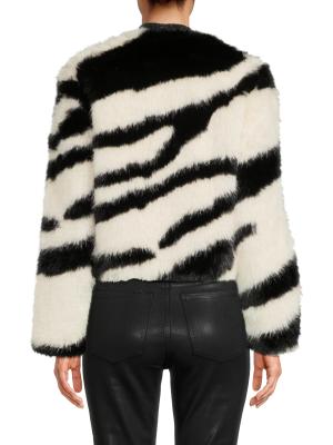 SHACI Zebra-Print Faux Fur Jacket on SALE | Saks OFF 5TH