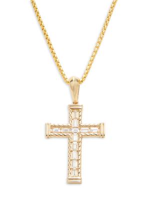 14K Yellow Gold & 0.67 TCW Diamond Cross Pendant Necklace