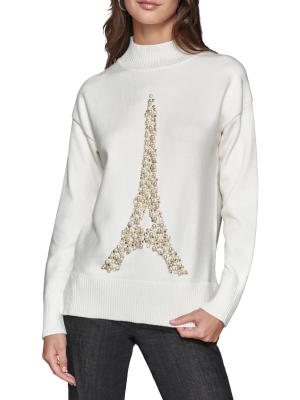 NWT Black Karl Lagerfeld Embellished Cap with Eiffel Tower & Paris Charms Karl & Choup Rhinestone Baseball Cap | Karl Lagerfeld Paris main image 4