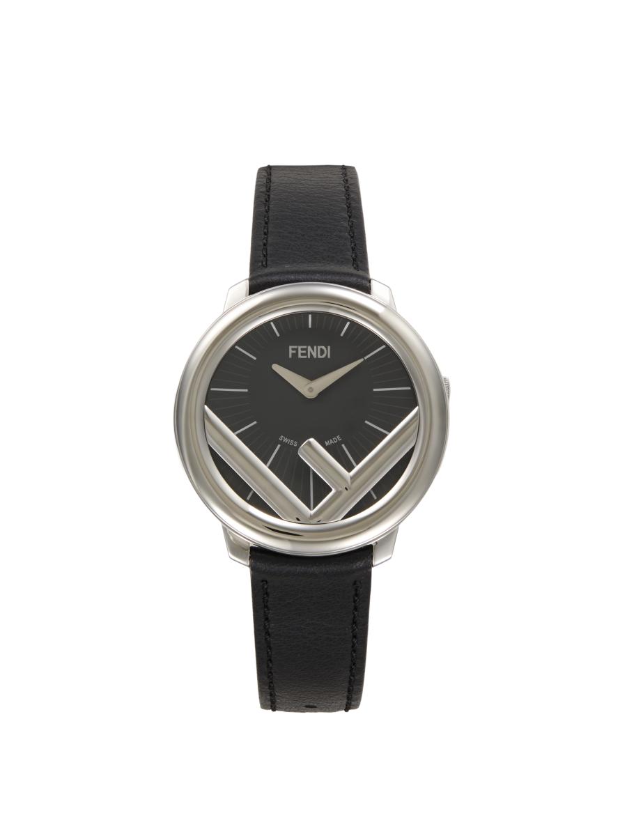 Fendi Women's Run Away 36mm Stainless Steel Leather Watch In Black