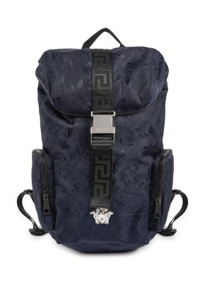 Versace Brocade Leather-Trim Logo Backpack on SALE | Saks OFF 5TH