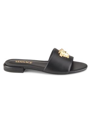 Versace Leather Slides
La Medusa Black VERSACE LA MEDUSA FLAT SANDALS BLACK main image 2