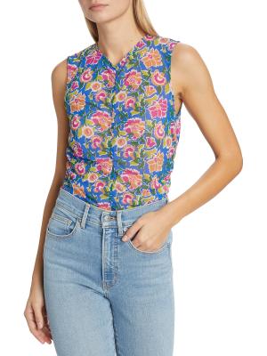 Tazmin Ruched Floral Mesh Top