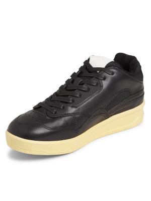 Sporty Logo Leather Sneakers