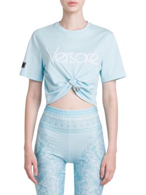 Versace Graphic Logo Jersey Crop Tee on SALE | Saks OFF 5TH