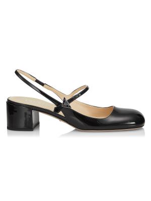 Prada 45MM Leather Block-Heel Mary Jane Pumps on SALE | Saks OFF 5TH