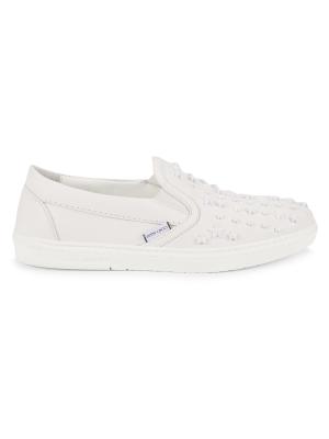 Jimmy Choo Slip-On Star-Studded Leather Sneakers on SALE  display picture 2