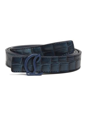 Women’s Christian Louboutin croc embossed leather belt size 80 cm/32 inches Christian Louboutin - Logo leather belt Christian Louboutin main image 2