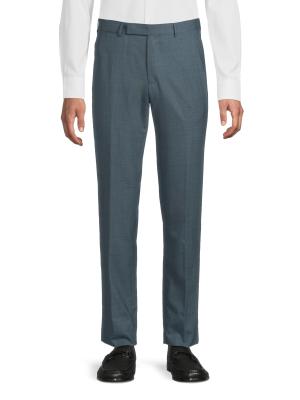 ZEGNA Solid Flat-Front Wool Dress Pants on SALE | Saks OFF 5TH
