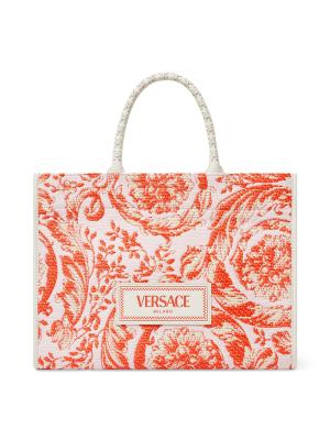 Versace Large Athena Jacquard Raffia Tote Bag on SALE | Saks OFF 5TH
