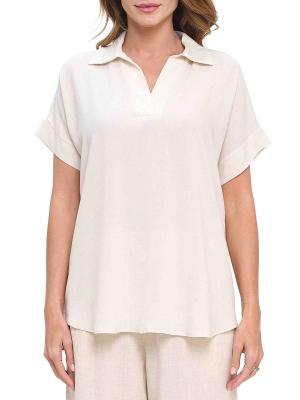 Renee C. Short Sleeve Linen Top on SALE | Saks OFF 5TH