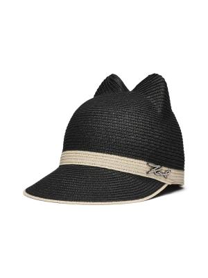 Karl Lagerfeld straw hat Karl Lagerfeld Kids Straw Sun Hat Beige - Leo & Bella main image 4