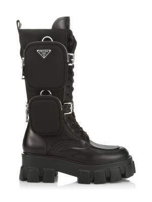 Prada Lug-Sole Tall Leather Combat Boots size 35 | eBay PRADA NEW COMBAT BOOTS (Size 39.5/US size 9) main image 1