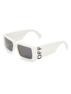 54MM Milano Rectangular White Sunglasses