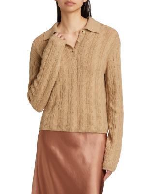 Vince Wool & Cashmere Cable-Knit Polo Sweater on SALE | Saks OFF 5TH