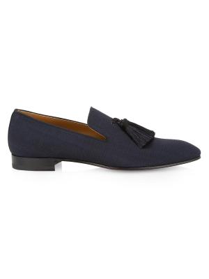 Christian Louboutin Mens Officialito Flat Black Blue Chevron Dress Loafer 40 7 Christian Louboutin Mens Officialito Flat Black Blue Chevron  main image 4