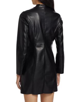 Faux-Leather Mini Shirtdress