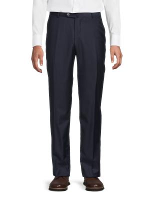 Chess Wool Flat-Front Dress Pants