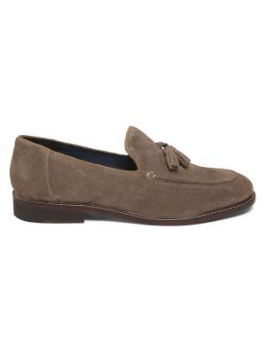 Saks Fifth Avenue By Leonard Men\'s Suede Loafers with Tassels Color Tan Sz 10.5 Suede Tassel Loafer – Gorsuch main image 3