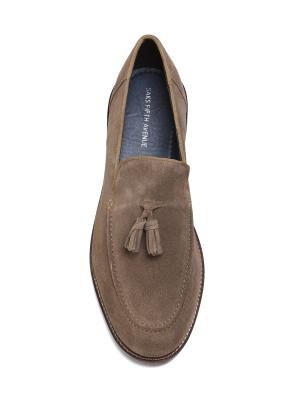 Saks Fifth Avenue By Leonard Men\'s Suede Loafers with Tassels Color Tan Sz 10.5 Suede Tassel Loafer – Gorsuch main image 4