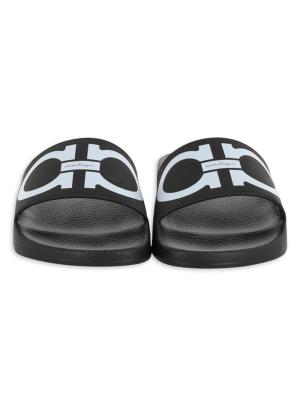 FERRAGAMO ​Groovy Dual Gancini Logo Slide Sandals on SALE 
