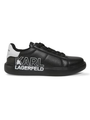 Karl Lagerfeld Paris Logo Leather Platform Sneakers on SALE 