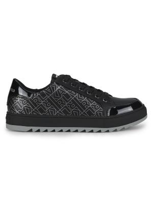 Karl Lagerfeld Paris Logo-Print Leather Low-Top Sneakers on  display picture 3
