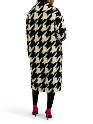 Kensie Houndstooth Faux-Fur Coat on SALE | Saks OFF 5TH