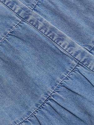 Jem Cotton Denim Tiered Mini-Shirtdress