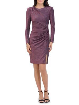 Robe Fourreau Eliza J à Paillettes - Taille 4 - Argenté - Manches Courtes - Occasion Très Bon état