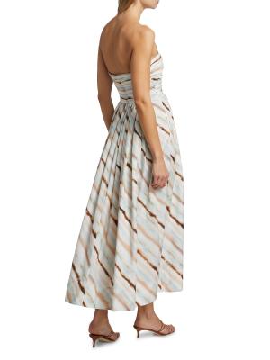 Tara Striped Strapless Midi-Dress