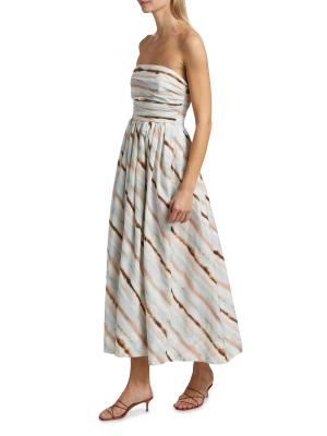 Tara Striped Strapless Midi-Dress