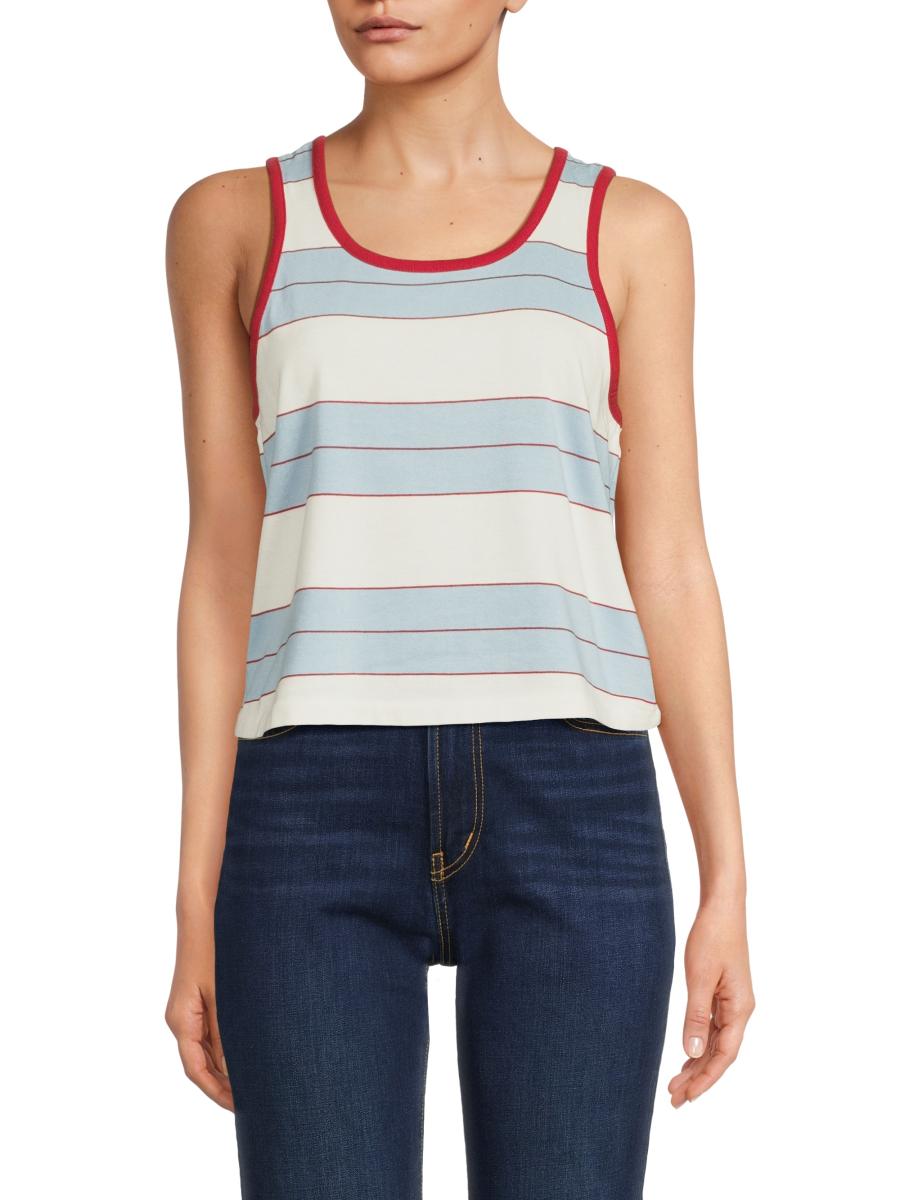 Re/done Women's Bama Striped Cotton Tank In Blue