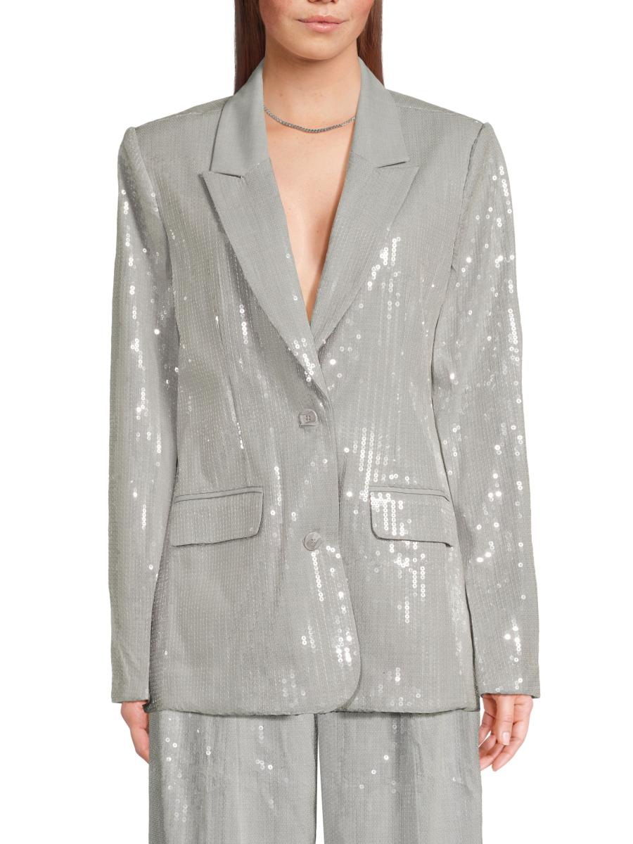 Good American Women's Sequin-embellished Oversized Blazer In Gray