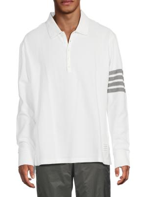 Thom Browne 4-Bar Cotton Long-Sleeve Polo Shirt on SALE | Saks OFF 5TH