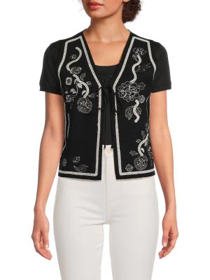 Driftwood Tie-Front Embroidered Sweater Vest on SALE | Saks OFF 5TH