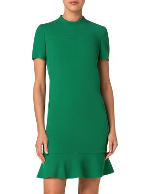 green emerald velvet dress Off The Shoulder Tea Length Dress