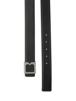 Bruno Magli Black Leather Belt with Gold Buckle Bruno Magli Leather Belt - Brown Belts, Accessories  main image 2